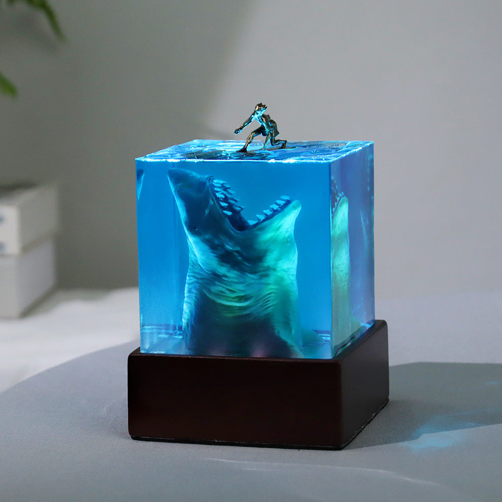 Deep Sea Resin Lamp — Handmade Ocean Epoxy Night Light