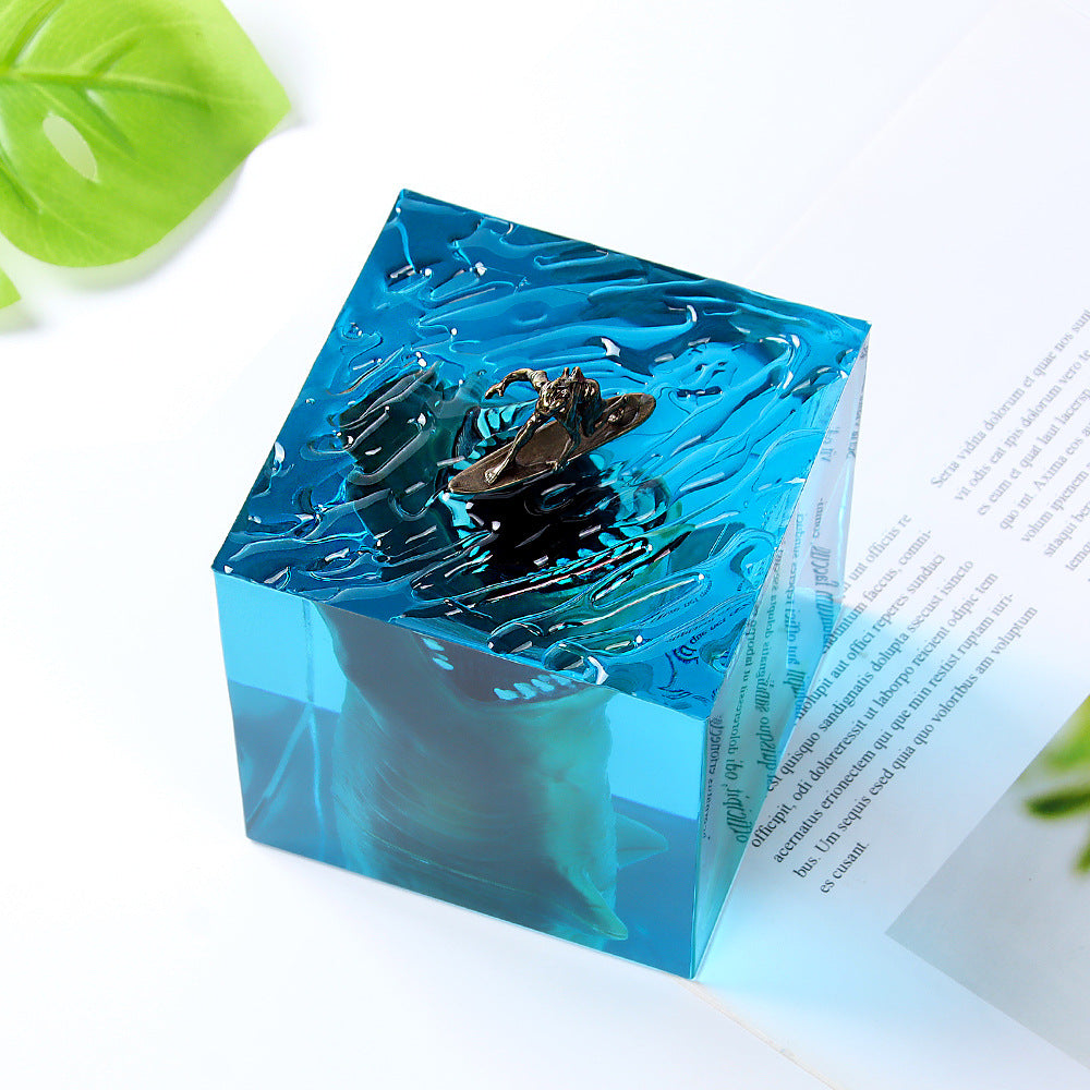 Deep Sea Resin Lamp — Handmade Ocean Epoxy Night Light